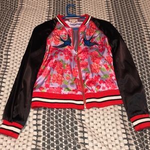 Patterned silence + noise bomber jacket